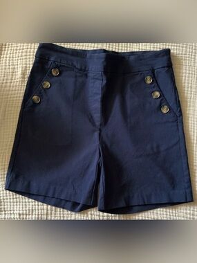 Fit Sight Navy Button-Accent Women’s Shorts